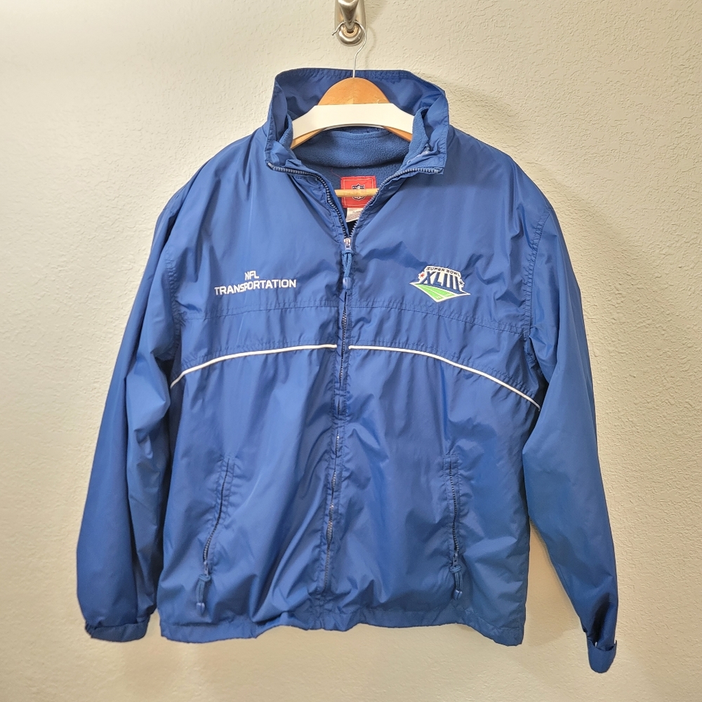 Super Bowl XLIII Jacket Mens NFL Transportation Full Zip Blue Windbreaker XL